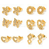 Light Gold Brass Micro Pave Cubic Zirconia Stud Earrings for Women EJEW-E295-31KCG-1