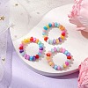 Rondelle Dyed Natural Freshwater Shell Beaded Stretch Rings for Women RJEW-JR00741-2