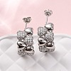 Brass Micro Pave Clear Cubic Zirconia Stud Earrings EJEW-D322-07P-02-1