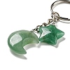 Reiki Natural Green Aventurine Moon & Star Pendant Keychains KEYC-P015-02P-03-2