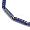 Natural Gemstone Column & Synthetic Hematite Stretch Bracelet BJEW-JB08458-6