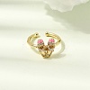 Brass Micro Pave Cubic Zirconia Cuff Open Rings for Women RJEW-B160-08G-01-1