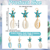 40Pcs 4 Colors Cowrie Shell & Dyed Synthetic Turquoise Starfish Pendants PALLOY-SC0004-40-2