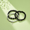 3Pcs 3 Style Style Natural Lava Rock & Golden Sheen Obsidian & Synthetic Hematite Stretch Bracelets Set BJEW-JB08735-2