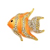 Zinc Alloy Crystal Rhinestone Resin Fish Brooch JEWB-U010-01G-01-1