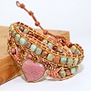 Bohemia Style Heart Natural Rhodochrosite & Shoushan Beads Multi-strand Bracelets FS-WGBC1C4-01-5
