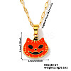 304 Stainless Steel Enamel Halloween Cat Pumpkin Pendant Dapped Chain Necklaces TA2599-3