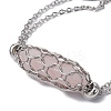 Natural Rose Quartz Bullet Link Bracelets BJEW-JB09813-01-2