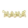 Mother's Day Brass Micro Pave Clear Cubic Zirconia Word Mama Connector Charms KK-V007-36G-1