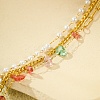 Gemstone Chip with Plastic Pearl Multi-strand Bracelets for Women BJEW-G739-01G-4