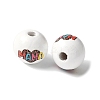 Mother's Day Theme Printed Wood European Beads WOOD-F016-03-1