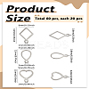 60Pcs 3 Styles 304 Stainless Steel Open Pendants STAS-LP0004-41-2