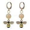 4 Pairs 4 Styles Bee & Flower Alloy Enamel Dangle Leverback Earrings for Women EJEW-JE05594-4