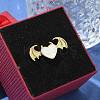 Heart with Wing Enamel Finger Rings RJEW-G337-05G-02-2