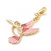Brass Enamel Hummingbird Pendant Decorations HJEW-JM00685-4