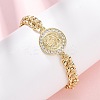 Brass Micro Pave Clear Cubic Zirconia Link Bracelets for Women BJEW-G769-01G-1