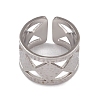 Non-Tarnish 304 Stainless Steel Rhombus Open Cuff Rings for Women RJEW-G285-31P-2