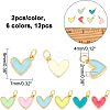 12Pcs 6 Colors Rack Plating Brass Enamel Charms KK-FH0004-36-2