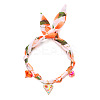 Printed Cloth Scarf Necklaces with Zinc Alloy & Resin Heart Pendants FS-WG7AF07-02-2