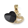 Real 18K Gold Plated Rack Plating Brass Micro Pave Clear Cubic Zirconia Pendants KK-C015-18G-09-1