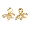 Rack Plating Brass Micro Pave Cubic Zirconia European Dangle Charms KK-P270-02E-G-1-1