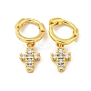 Brass Micro Pave Cubic Zirconia Hoop Earring EJEW-C088-01A-G-1