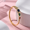 Rack Plating Brass Micro Pave Cubic Zirconia Hinged Bangles BJEW-H624-01G-3