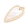 Brass with Natural White Shell Pendants KK-C162-005B-G-2