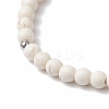 Cross Synthetic Turquoise & Wood Round Beads Stretch Bracelets for Men Women BJEW-JB11832-02-4