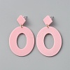 Acrylic Hollow Oval Dangle Stud Earrings with Steel Iron Pins for Women EJEW-WH0047-74E-1
