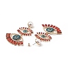 Rhinestone Double Evil Eye Dangle Stud Earrings with Acrylic Pearl Beaded EJEW-J045-03C-KCG-3