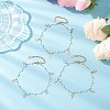 3Pcs 3 Styles Round ABS Imitation Pearl Beads & 304 Stainless Steel Link Chain Moon Star Cross Tassel Anklets for Women AJEW-AN00738-1