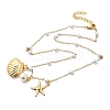 304 Stainless Steel Starfish Shell Shape Pendant Necklaces for Women NJEW-F356-02G-2