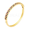 Brass Pave Colorful Cubic Zirconia Hinged Bangles for Women BJEW-S147-33G-E-1