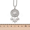 201 Stainless Steel Woven Web/Net with Leaf Pendant Necklaces NJEW-K283-07P-3