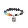 2Pcs 2 Style Style Natural Lava Rock & Mixed Stone & Synthetic Hematite Stretch Bracelets Set BJEW-JB08733-7