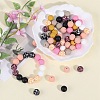 70Pcs 10 Styles Printed Round Silicone Focal Beads SIL-SZ0002-37-3
