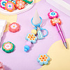 32Pcs 8 Styles Flower PVC Beads KY-TA0001-49-7