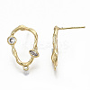 Brass Micro Pave Clear Cubic Zirconia Stud Earring Findings KK-T062-48G-NF-3
