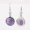 Fashion Natural Amethyst Earrings EJEW-E003-1-3