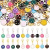 60Pcs Smiling Face Alloy Enamel Pendant Decorations HJEW-YW00244-1