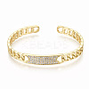 Brass Micro Pave Clear Cubic Zirconia Cuff Bangles BJEW-S142-002-NF-2