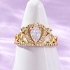 Brass Micro Pave Clear Cubic Zirconia Cuff Rings for Women RJEW-U047-37B-G-2