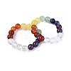 Adjustable Natural Mixed Gemstone Bead Stretch Finger Rings RJEW-N056-01-4