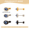 6Pcs 3 Colors Stainless Steel Evil Eye Stud Earrings for Men EJEW-LP0001-68-2