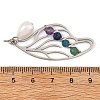 Natural Green Aventurine & Amethyst & Lapis Lazuli & Apatite Faceted Round Wire Wrapped Pendants PALLOY-JF05995-02-3