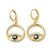 Evil Eye Real 18K Gold Plated Brass Dangle Leverback Earrings EJEW-Q797-09G-03-1