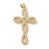 Rack Plating Brass Micro Pave Clear Cubic Zirconia Pendants KK-P267-13G-1