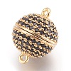 Brass Micro Pave Cubic Zirconia Magnetic Clasps with Loops KK-O106-30B-G-1