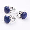 Adjustable Natural Lapis Lazuli Finger Rings RJEW-F075-01L-1
